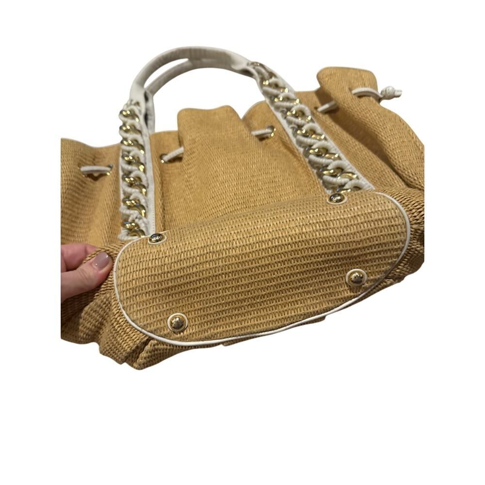 Michael Kors Straw Shoulder Bag White Gold Summer Handbag - Picture 6 of 9